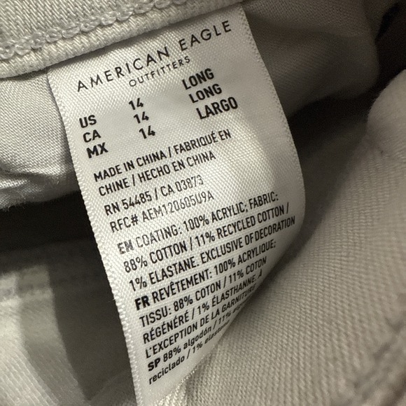 American Eagle High Rise Baggy Wide Leg Jeans Silver Metallic 14 Long Spacecore - Picture 4 of 11